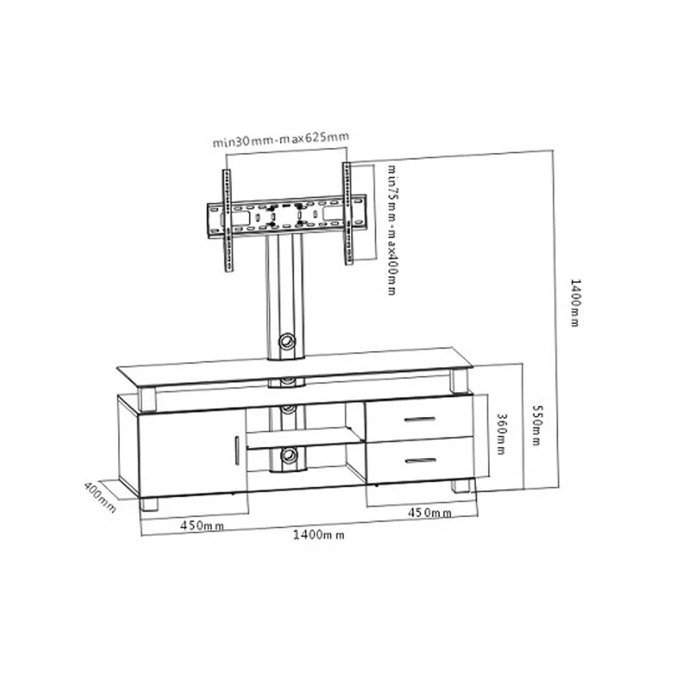 3-Tier Trapezoid Glass Media Console Tv Bracket